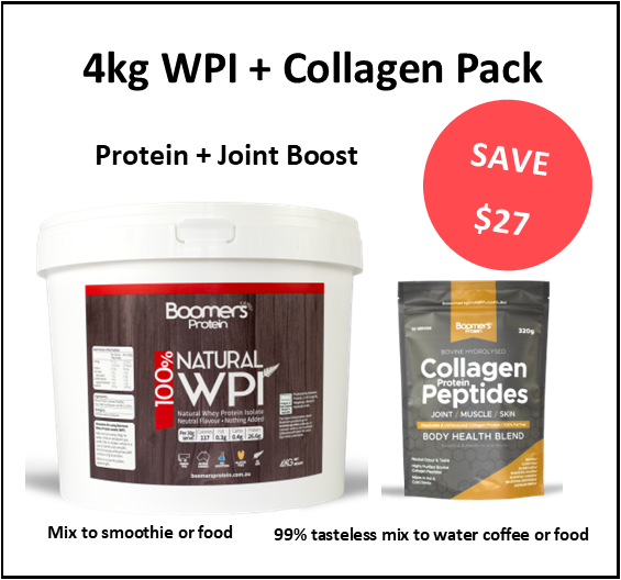 Boomers Whey Protein Isolate 4kg and Joint, Skin, Muscle, Collagen Peptides