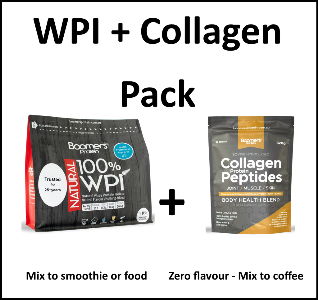 Boomers Whey Protein Isolate and Hydrolysed Collagen Peptides - Pack