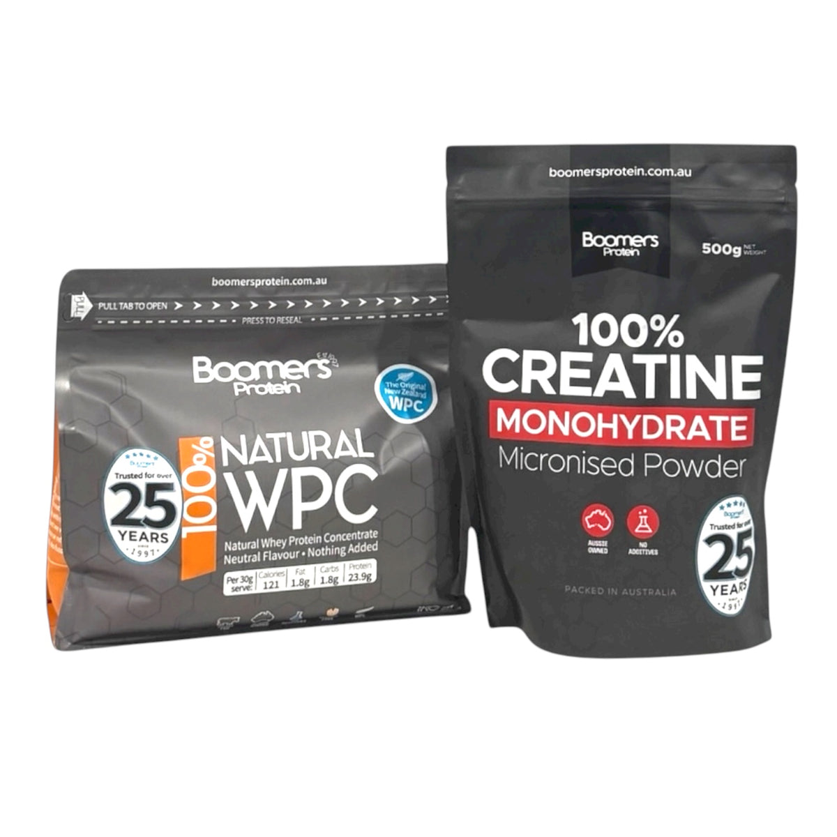 Boomers Whey Protein Concentrate 1kg + Creatine Monohydrate 500g