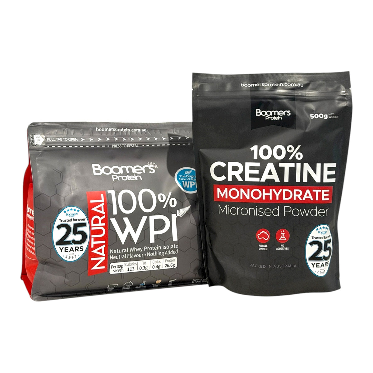 Boomers Whey Protein Isolate 1kg Creatine Monohydrate 500g